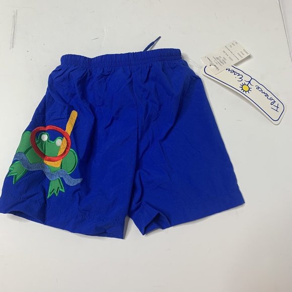 Florence Eiseman Blue Frog Swim Trunks Made In USA